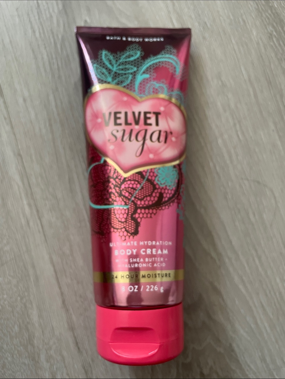 Bath & Body Works Velvet Sugar Body Cream - Pink and Teal Accents
